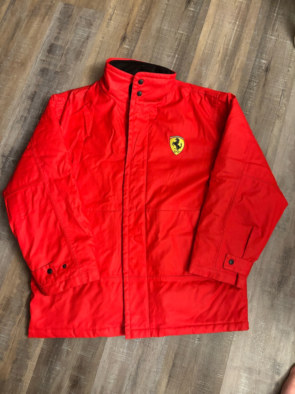 Vintage Ferrari F1 Racing Jacket Red Nylon Windbreaker Coat Mens Size XL